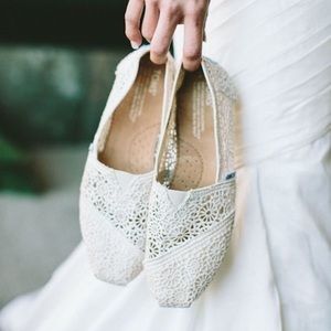 Toms Cream Lace Crochet Flats